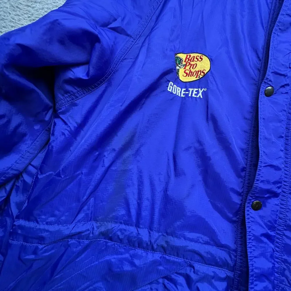Vintage Bass Pro Shops Gore-Tex Jacket Mens 3XL Nylon Full Zip Hooded Rain Coat